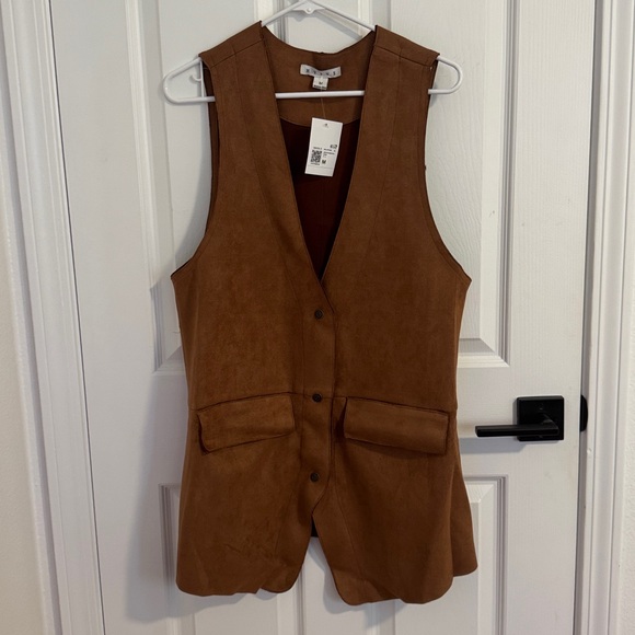 HYFVE Tan Suede Vest oversized - Picture 1 of 9